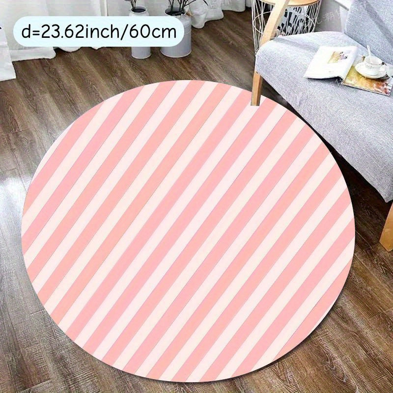 Tapis rond à rayures verticales roses, Ø 100 ou Ø 120 cm