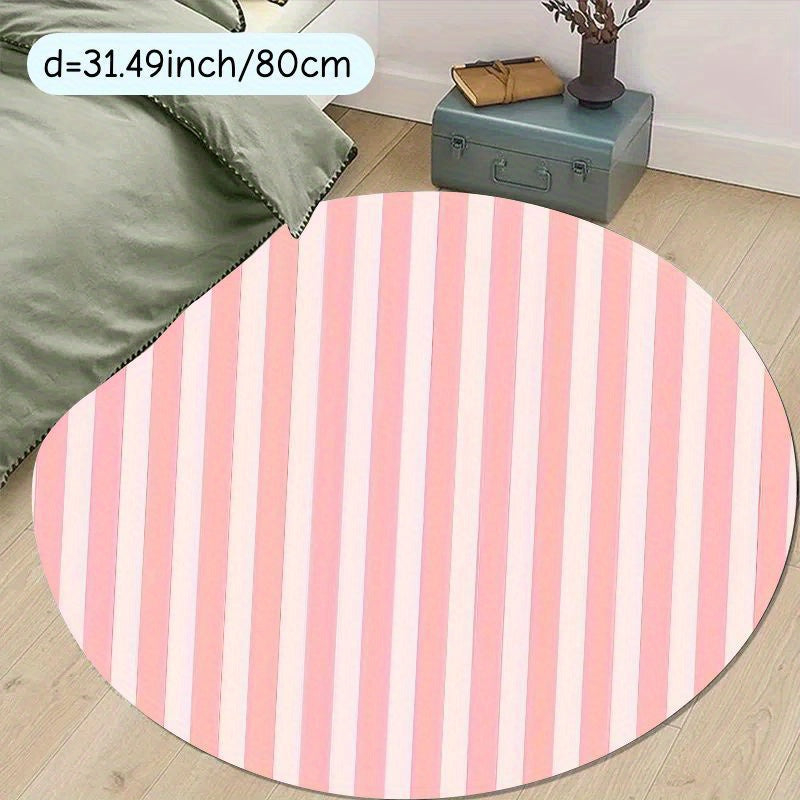 Tapis rond à rayures verticales roses, Ø 100 ou Ø 120 cm