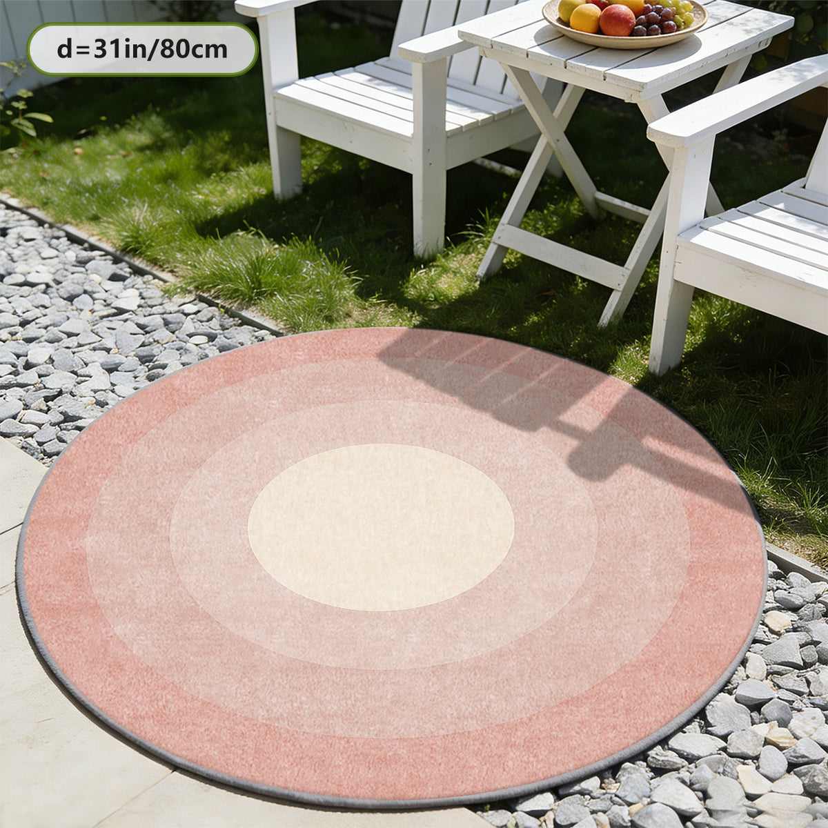 Tapis rond rose dégradé en cercles concentriques, Ø 200 cm