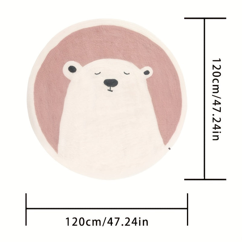 Tapis rond rose fané à ours polaire, cinq diamètres au choix