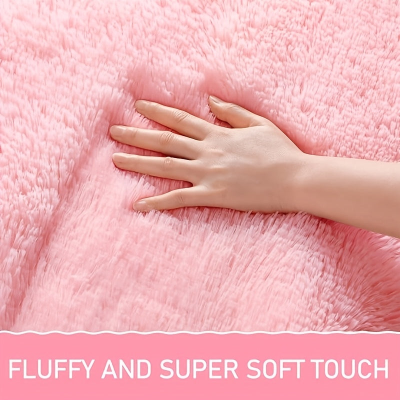 Tapis rond rose poudré à poils longs, Ø 100 cm en peluche