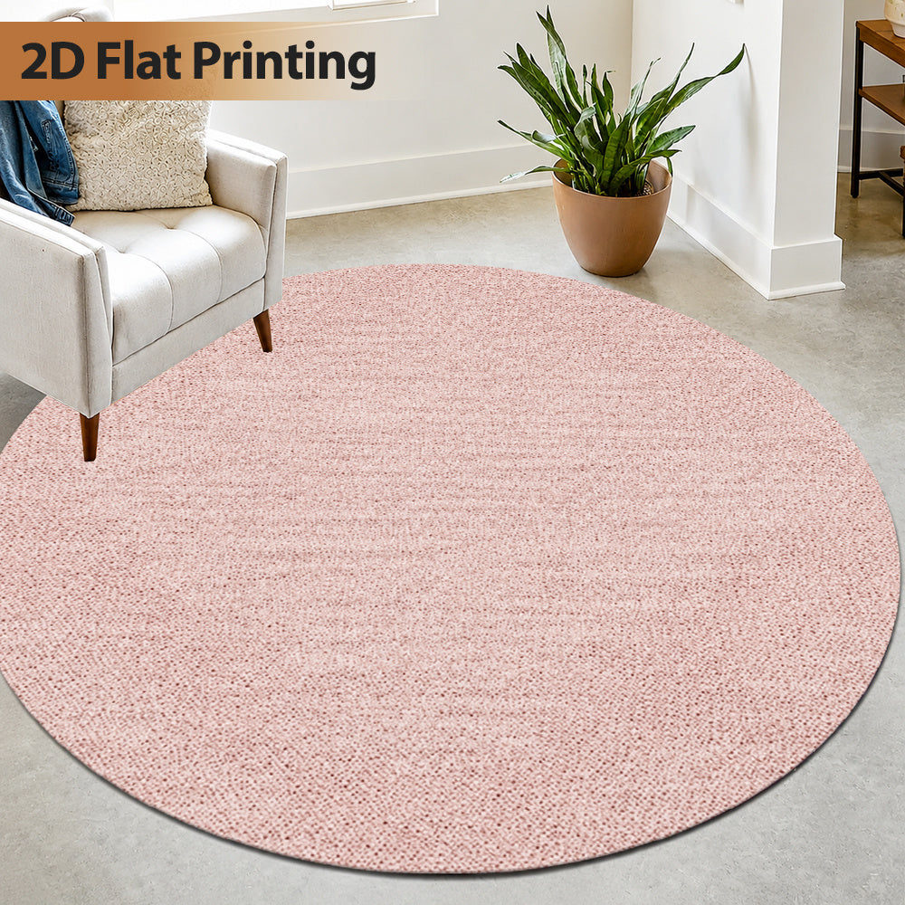 Tapis rond rose poudré à texture granuleuse, Ø 120, 140, 160