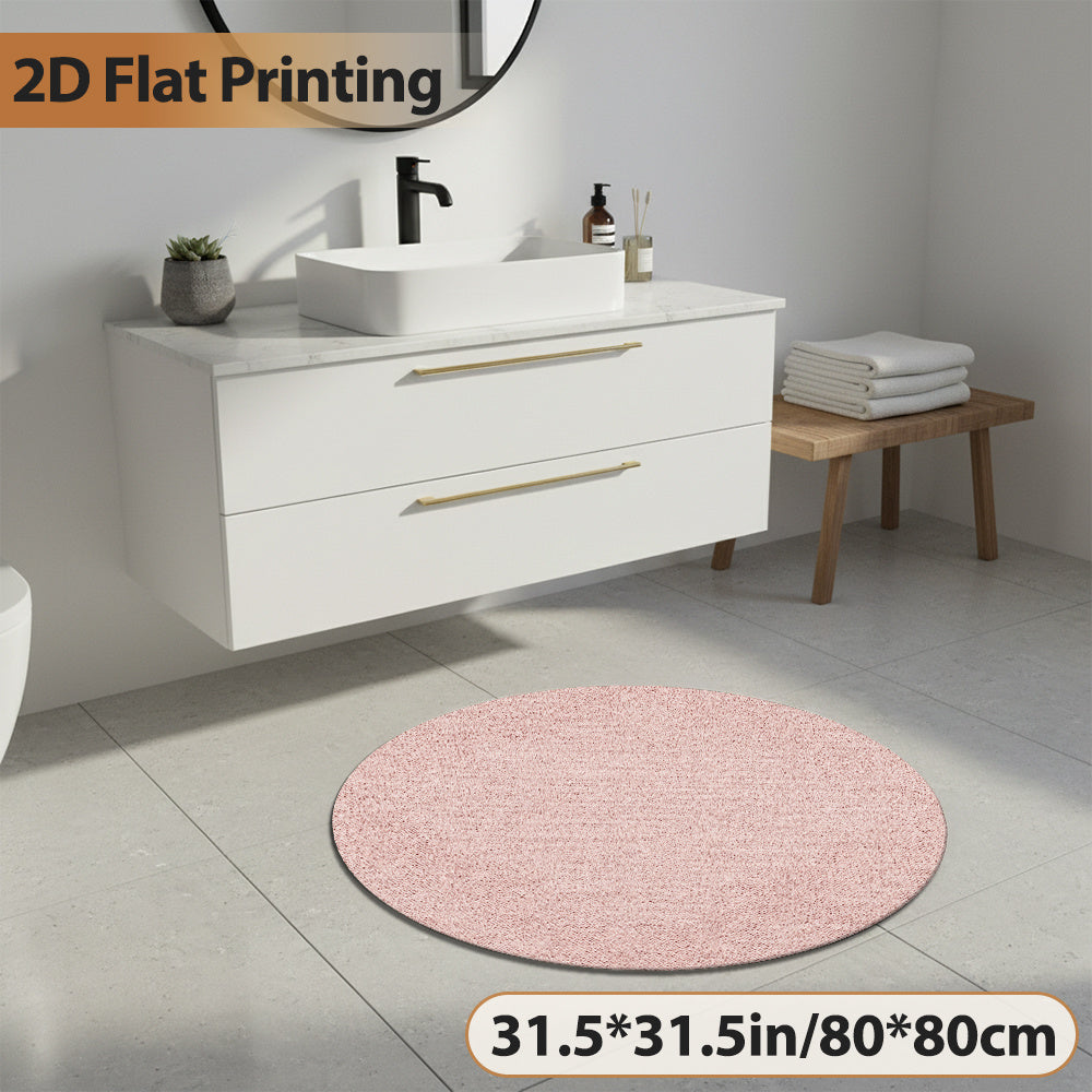 Tapis rond rose poudré à texture granuleuse, Ø 120, 140, 160