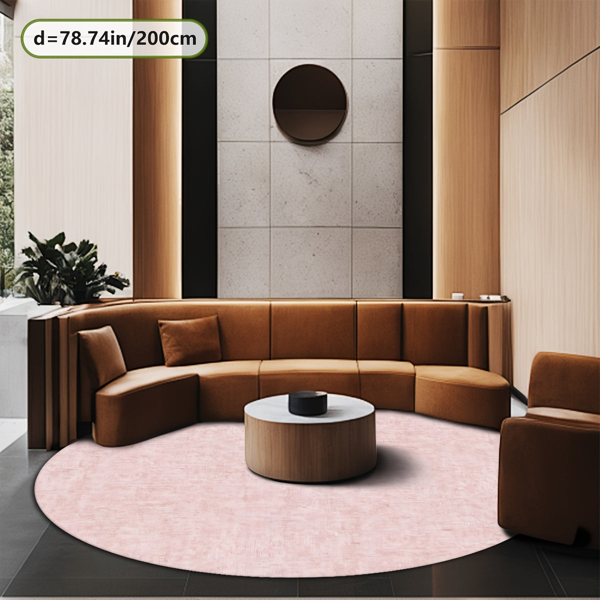 Tapis rond rose poudré uni à 800 g/m², Ø 160 cm en format unique