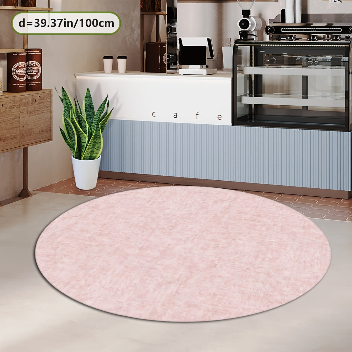 Tapis rond rose poudré uni à 800 g/m², Ø 160 cm en format unique