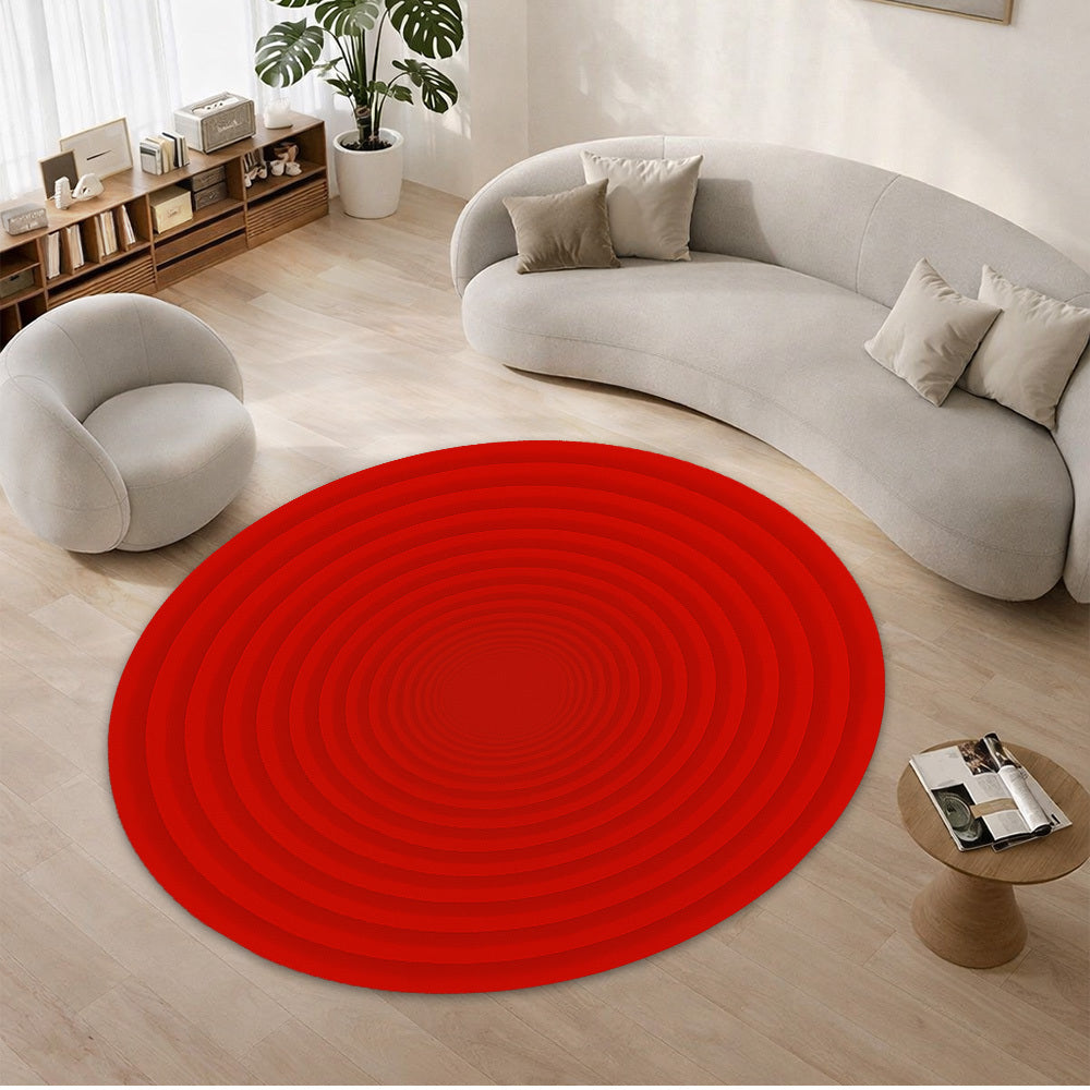 Tapis rond rouge à cercles concentriques, Ø 70 à 130 cm