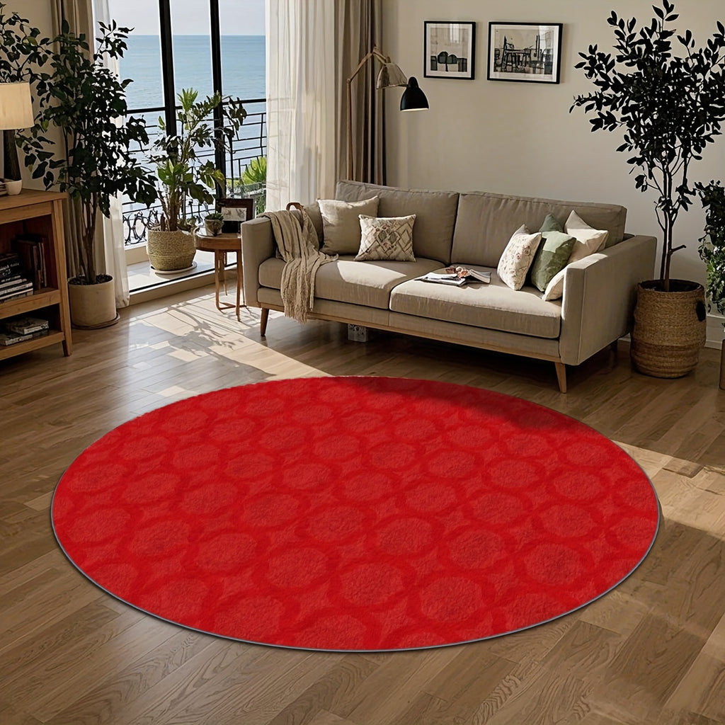 Tapis rond rouge à anneaux entrelacés, Ø 80 ou Ø 200 cm
