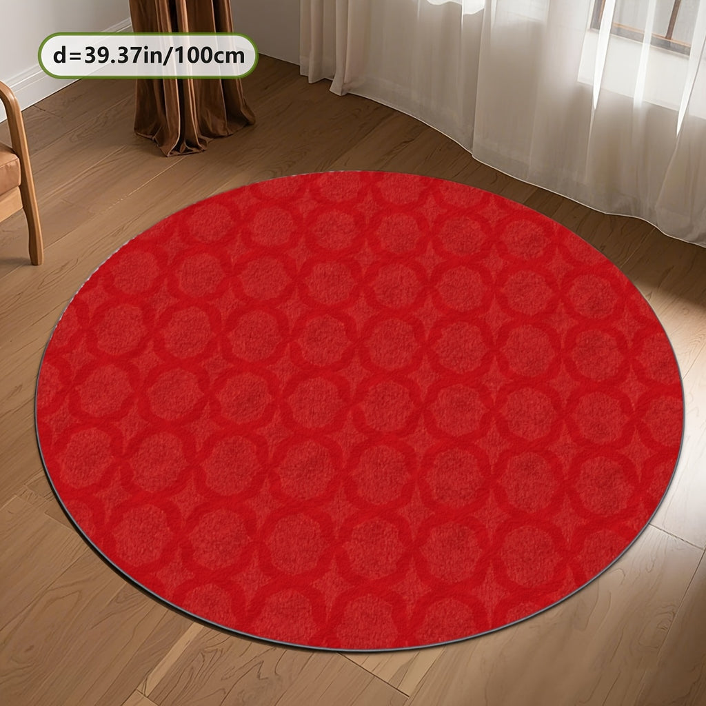 Tapis rond rouge à anneaux entrelacés, Ø 80 ou Ø 200 cm