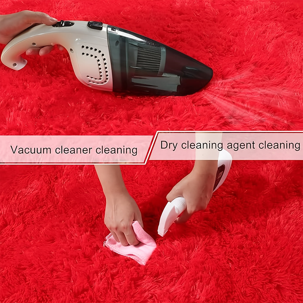 Tapis rond rouge en peluche à poils longs, un mètre de large