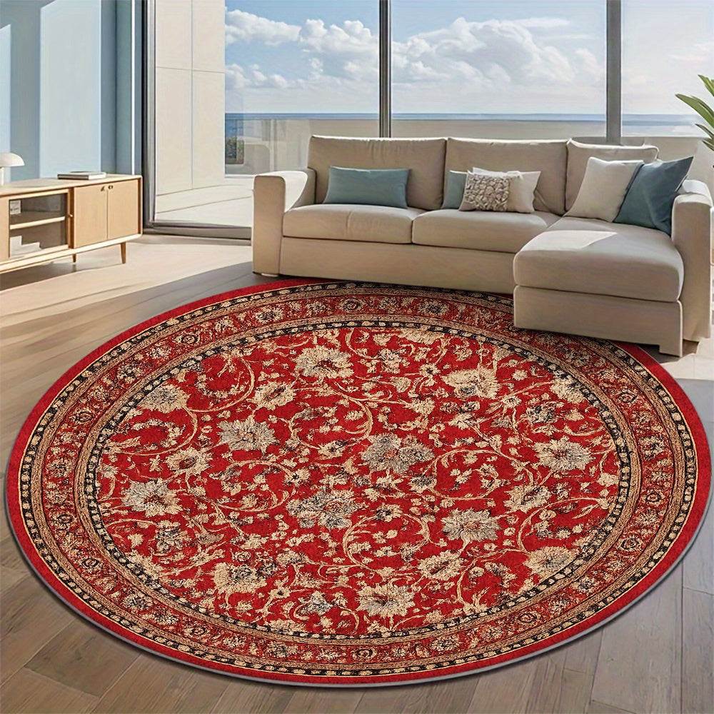 Tapis rond rouge persan à dos à pois, Ø 150, 160 ou 170 cm