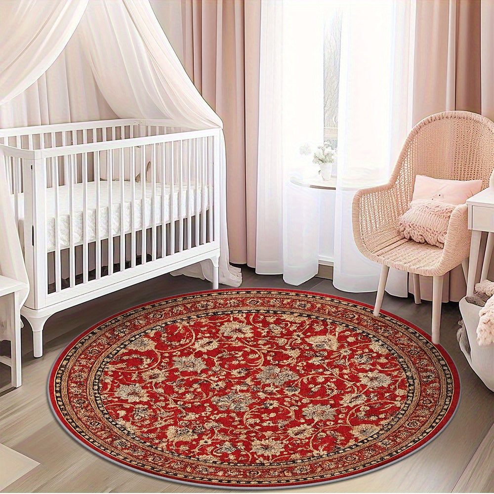 Tapis rond rouge persan à dos à pois, Ø 150, 160 ou 170 cm