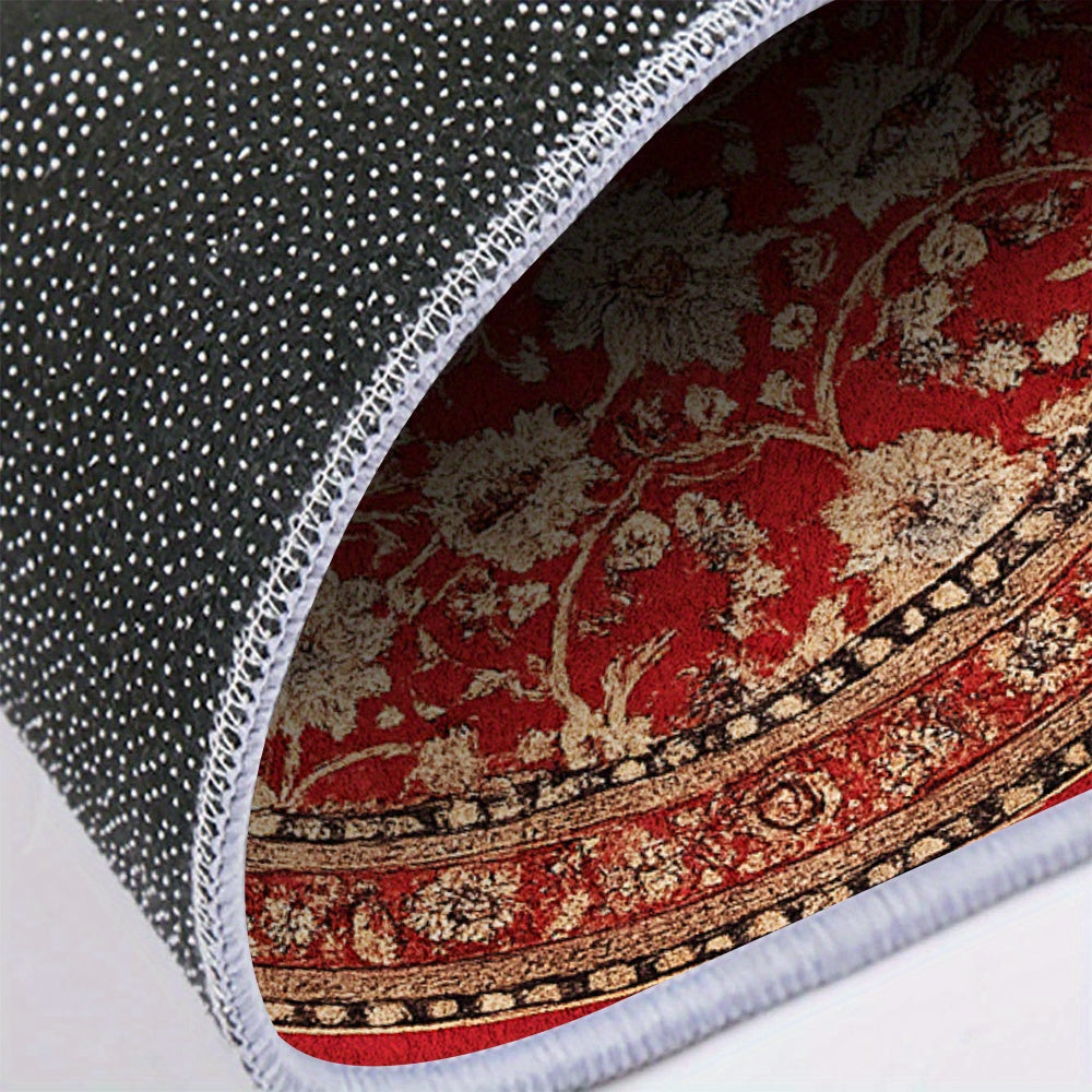 Tapis rond rouge persan à dos à pois, Ø 150, 160 ou 170 cm