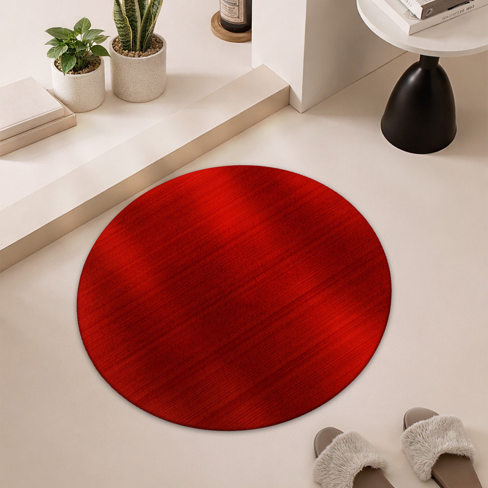 Tapis rond rouge satiné brossé, en Ø 110 ou en Ø 190 cm