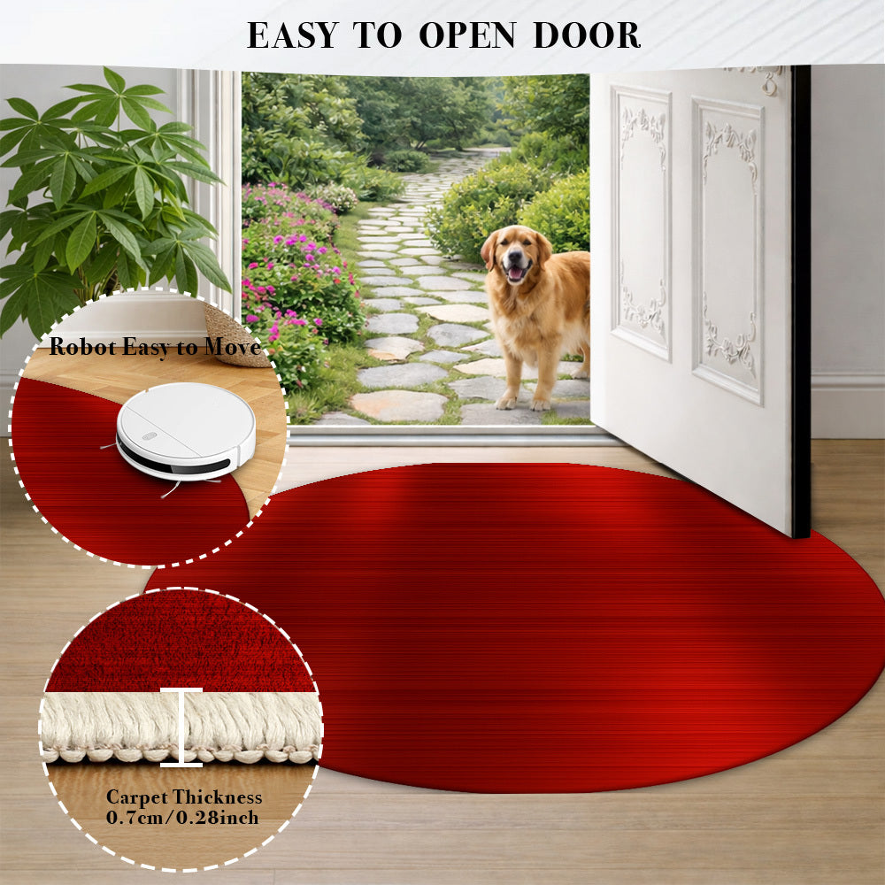 Tapis rond rouge satiné brossé, en Ø 110 ou en Ø 190 cm