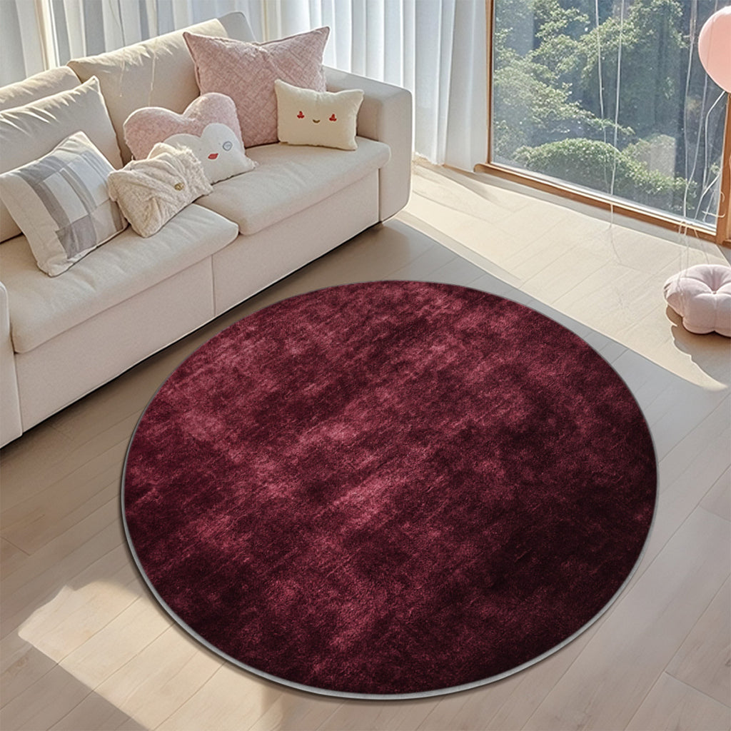 Tapis rond rouge vin Ø 200 cm, imprimé 2D à texture vintage