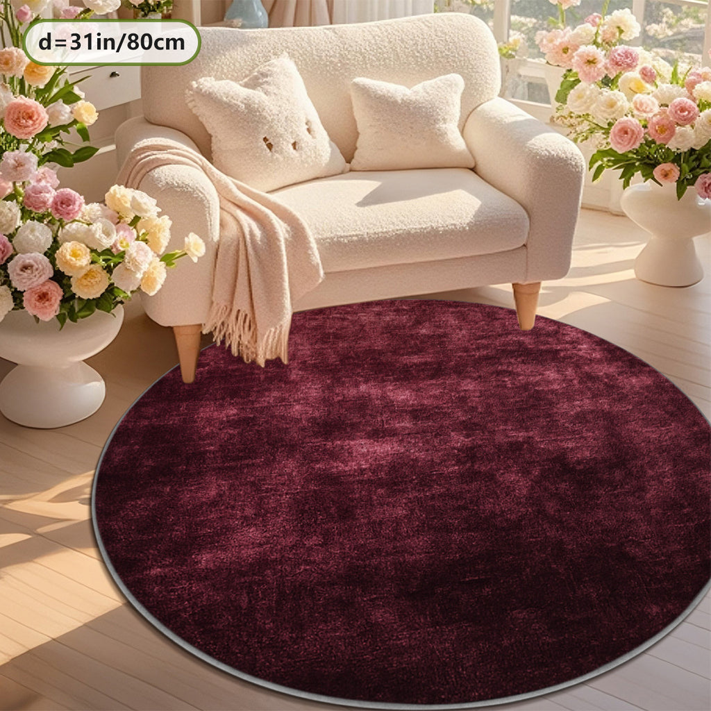 Tapis rond rouge vin Ø 200 cm, imprimé 2D à texture vintage