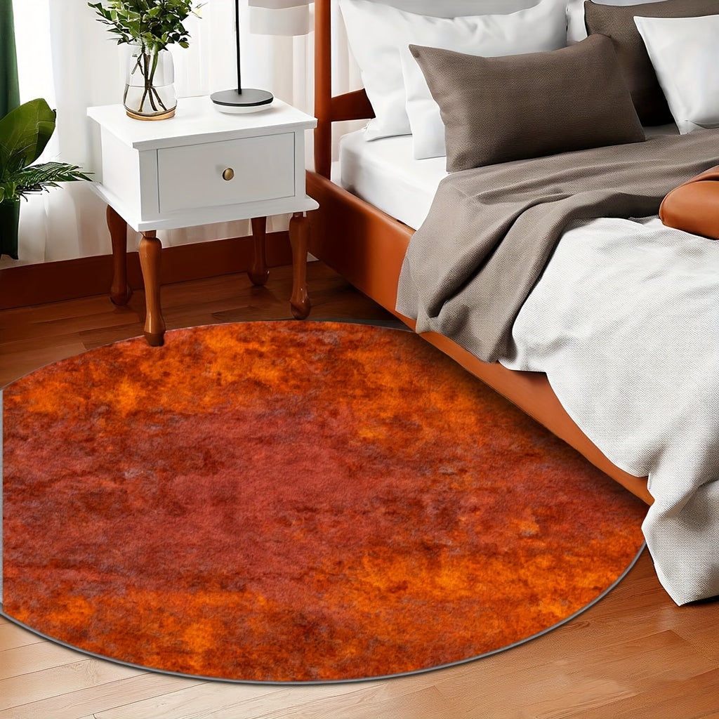Tapis rond rouille effet vieilli, dos à pois, Ø 80 à 200 cm