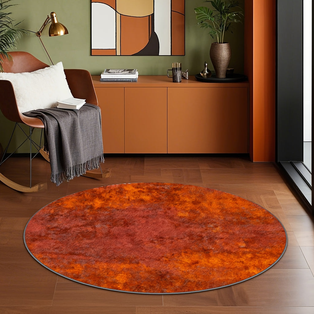 Tapis rond rouille effet vieilli, dos à pois, Ø 80 à 200 cm