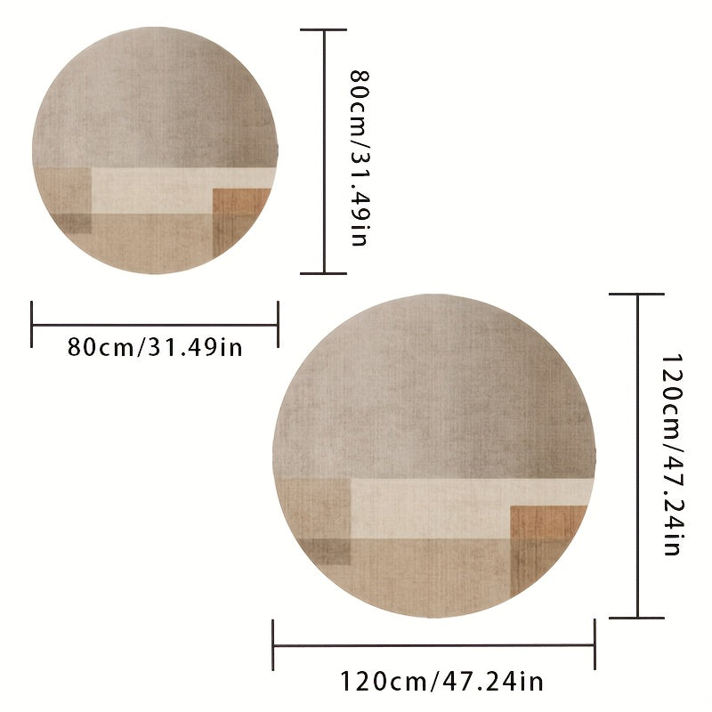 Tapis rond sable et camel à trois aplats qui se chevauchent