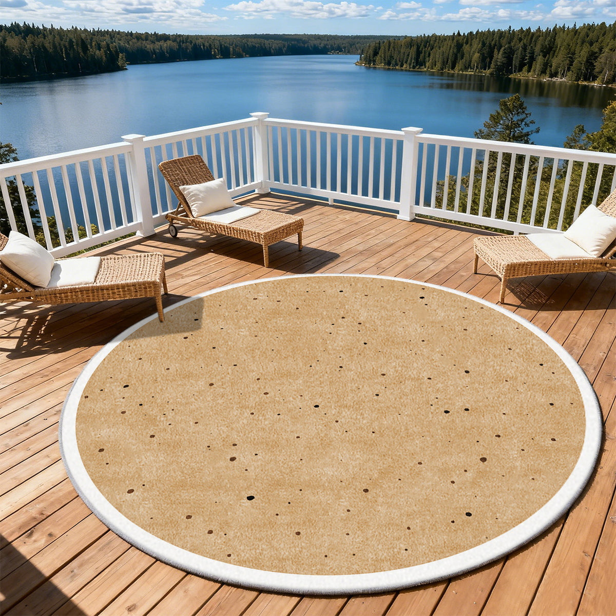 Tapis rond beige sable moucheté de brun, Ø 160 cm unique
