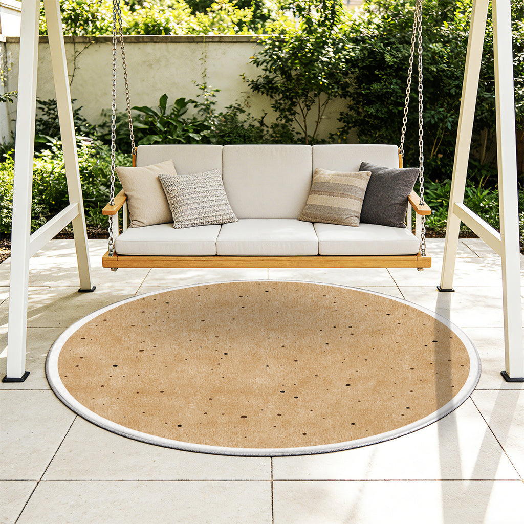 Tapis rond beige sable moucheté de brun, Ø 160 cm unique