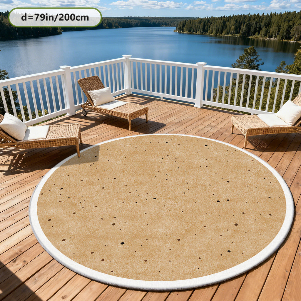 Tapis rond beige sable moucheté de brun, Ø 160 cm unique