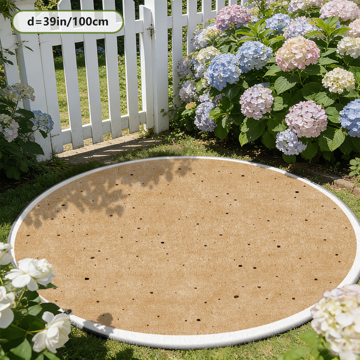 Tapis rond beige sable moucheté de brun, Ø 160 cm unique