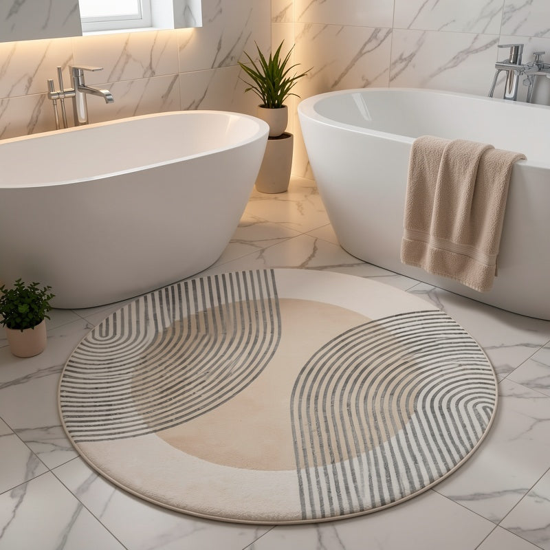 Tapis rond antidérapant de salle de bain, dos moulé par points