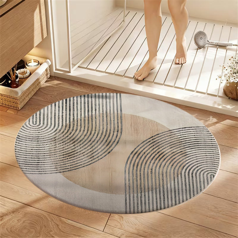 Tapis rond antidérapant de salle de bain, dos moulé par points