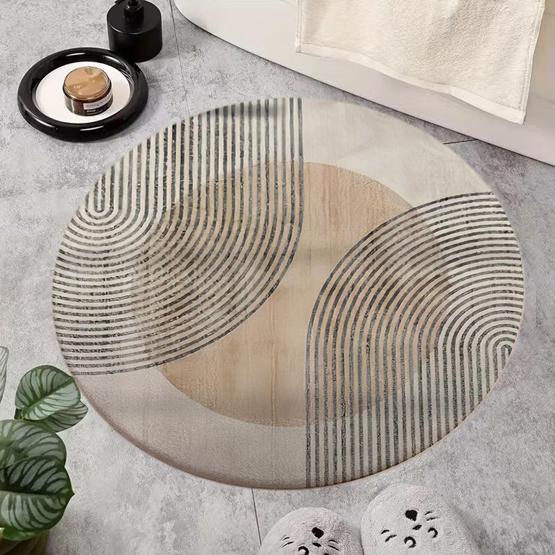 Tapis rond antidérapant de salle de bain, dos moulé par points