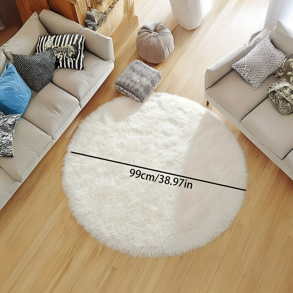 Tapis rond shaggy blanc crème Ø 160 cm, ligne scandinave