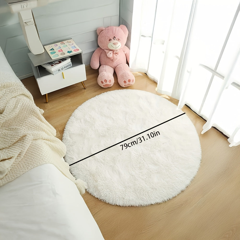 Tapis rond shaggy blanc crème Ø 160 cm, ligne scandinave