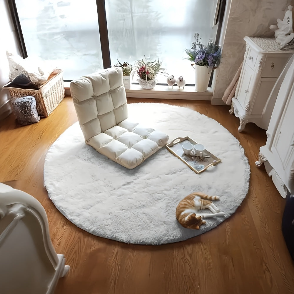 Tapis rond shaggy blanc crème Ø 160 cm, ligne scandinave