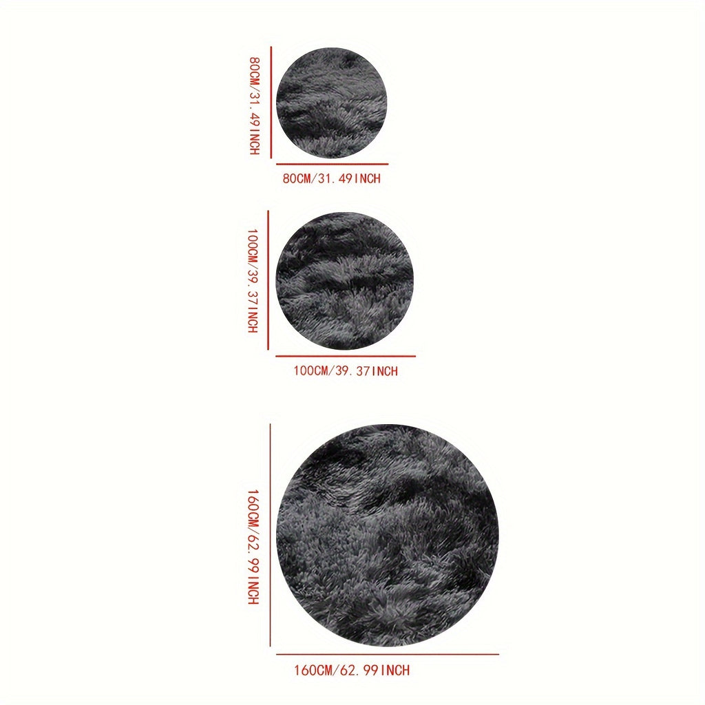 Tapis rond shaggy tie-dye gris foncé, dos PVC, Ø 60 ou 80