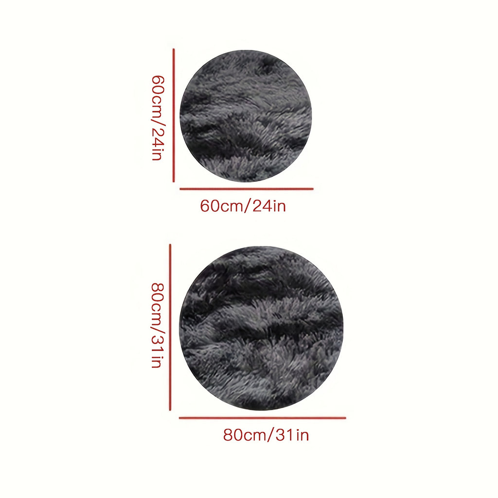 Tapis rond shaggy tie-dye gris foncé, dos PVC, Ø 60 ou 80