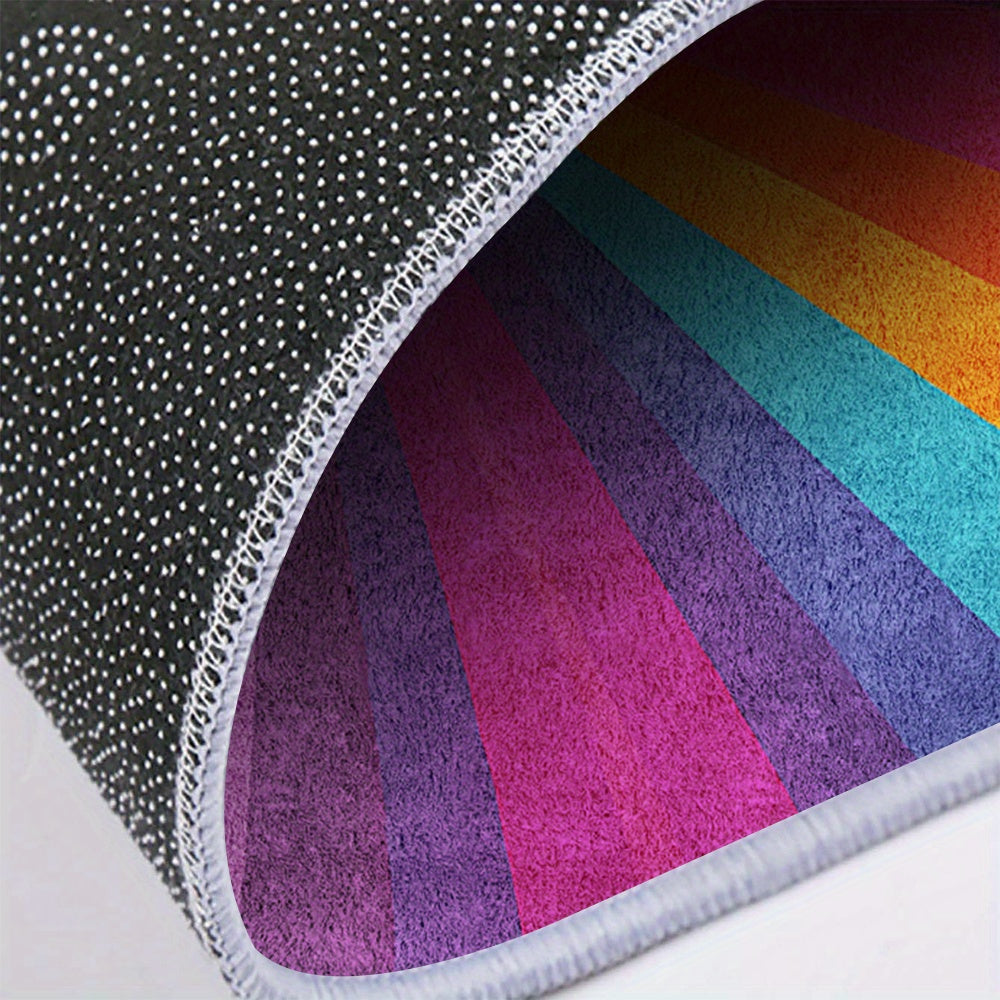 Tapis rond soleil arc-en-ciel, envers à pois, Ø 140 cm net