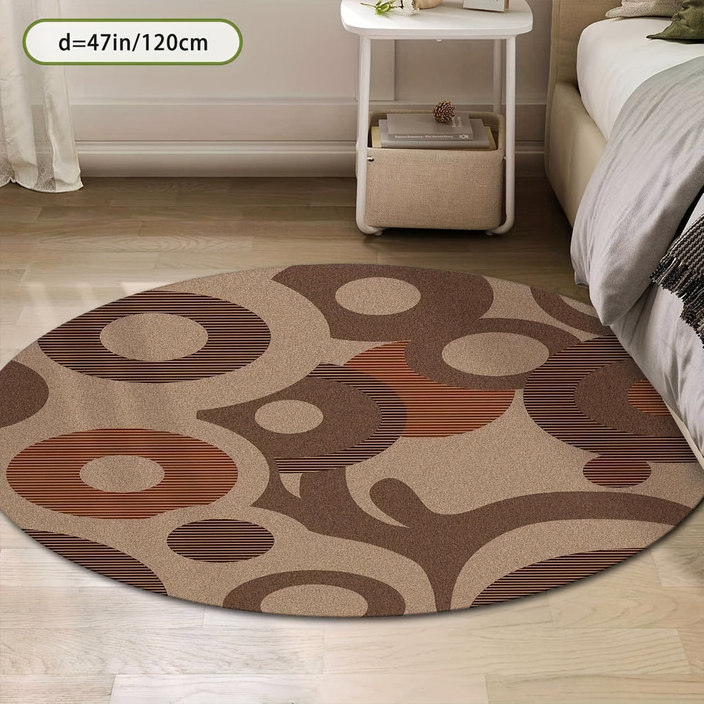 Tapis rond taupe à motif cercles rétro, Ø 160 cm unique