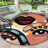 Tapis rond terracotta à visages peints à la brosse, Ø 60-160