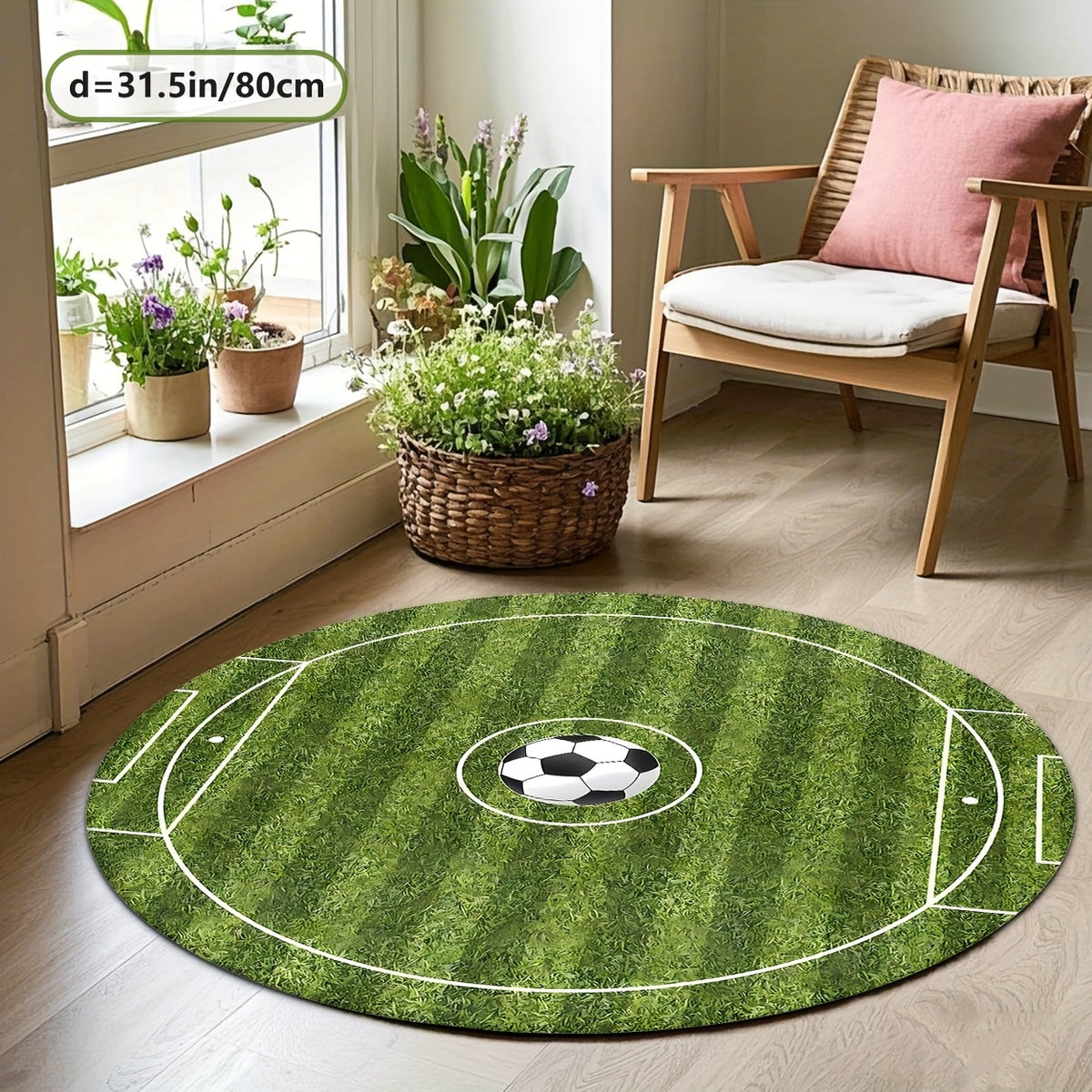 Tapis rond terrain de foot, Ø 160 cm à dos antidérapant