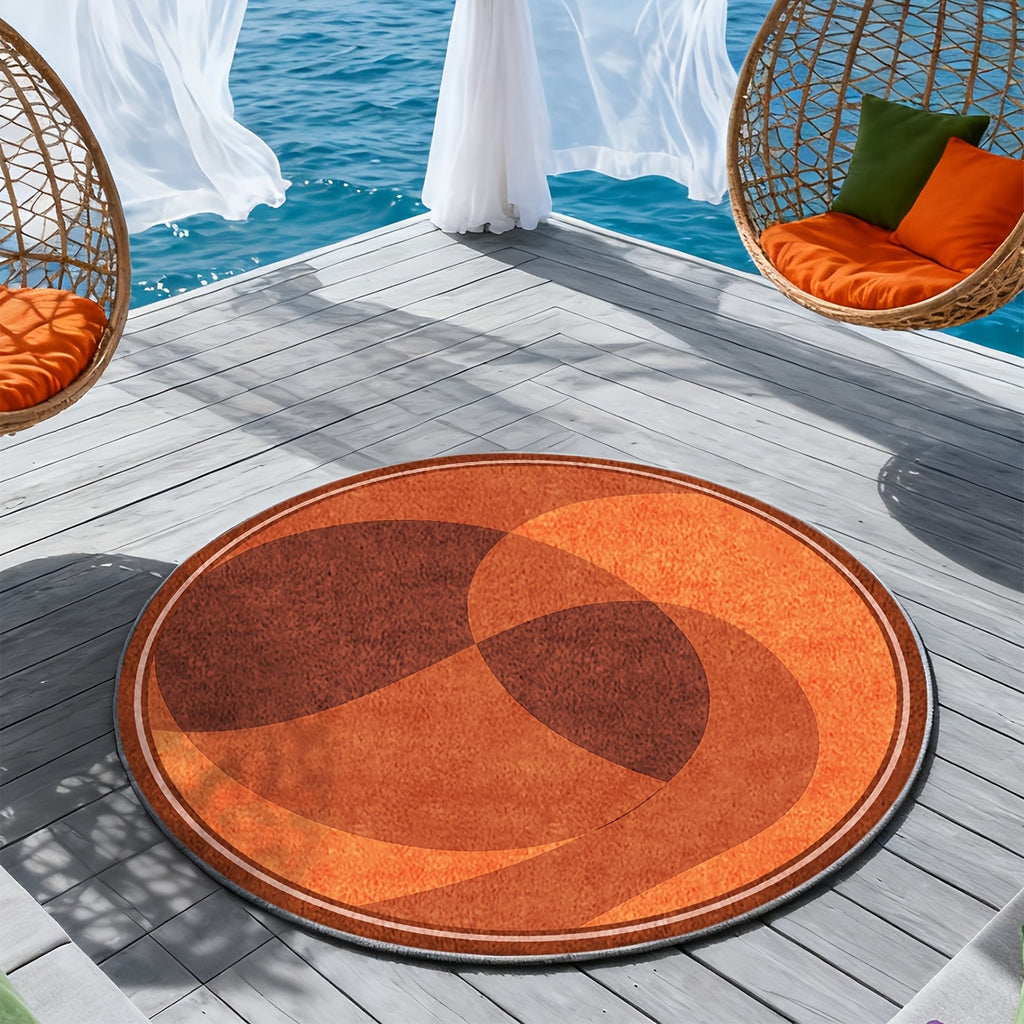 Tapis rond terre cuite et brun, poils 4 mm, Ø 80 à 200 cm