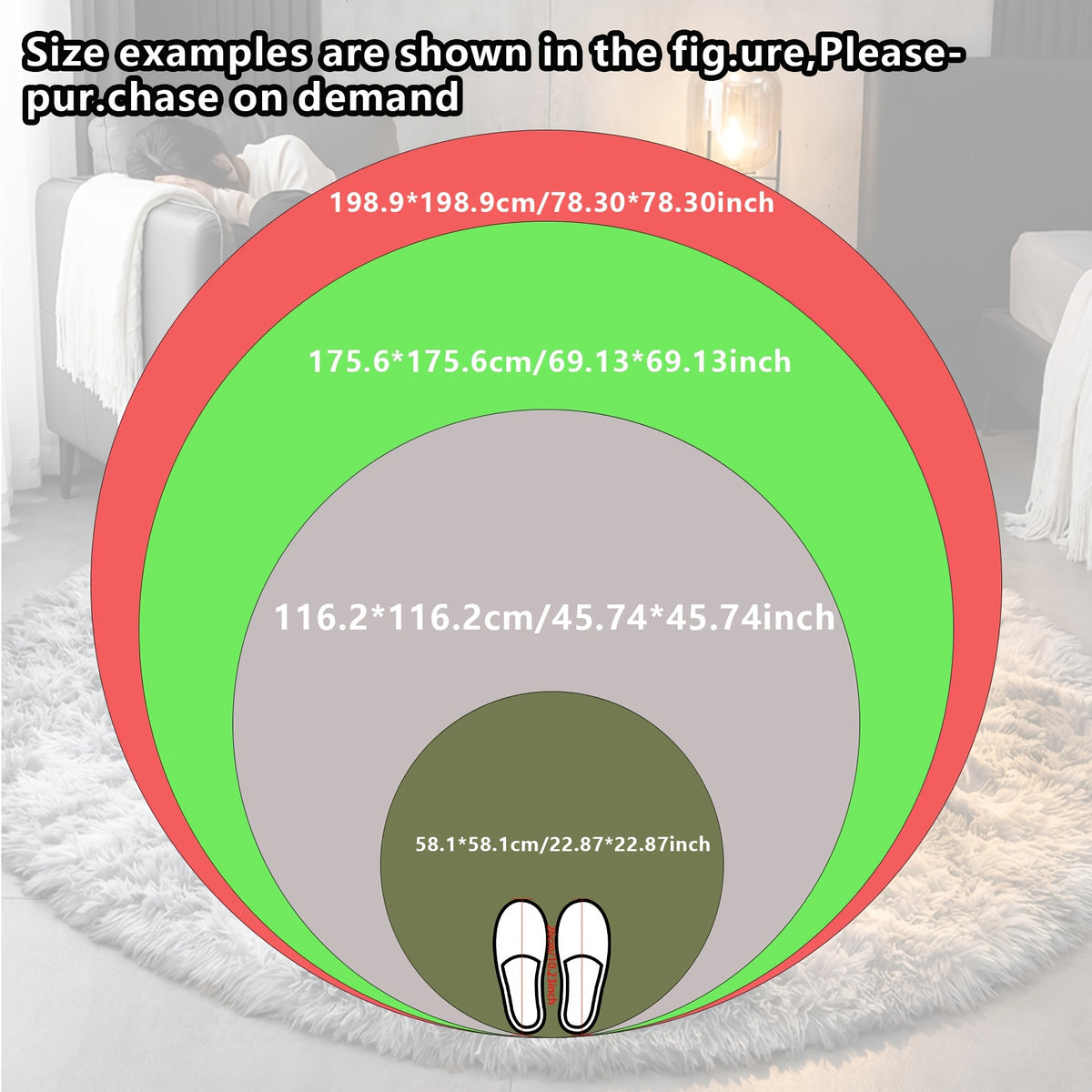 Tapis rond tie-dye gris clair, trois formats de 60 à 200 cm