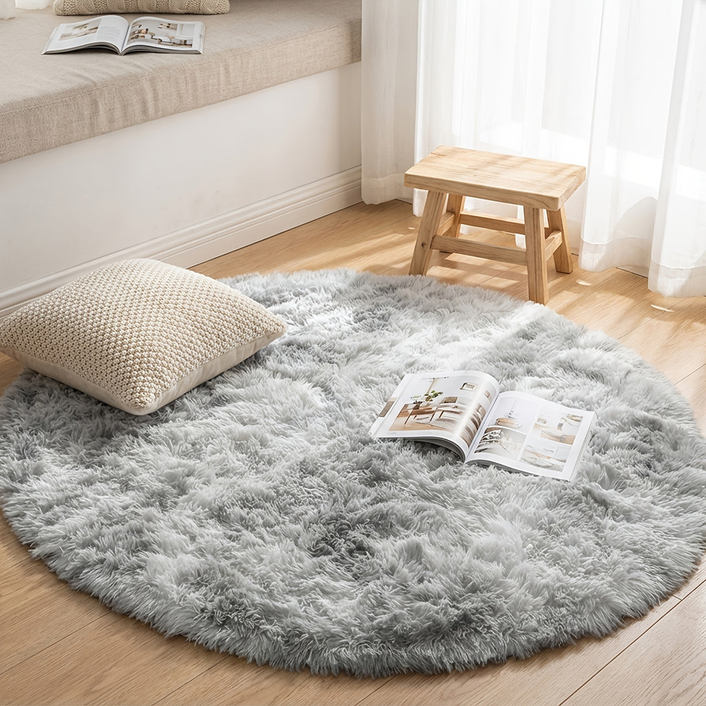 Tapis rond tie-dye gris clair, trois formats de 60 à 200 cm