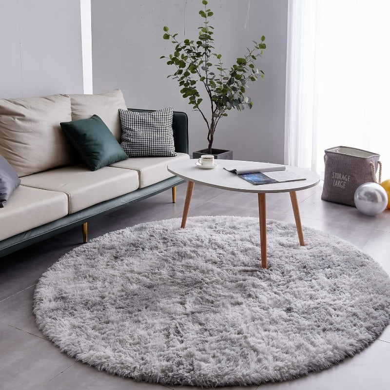 Tapis rond gris clair tie-dye Ø 180 cm, machine autorisée