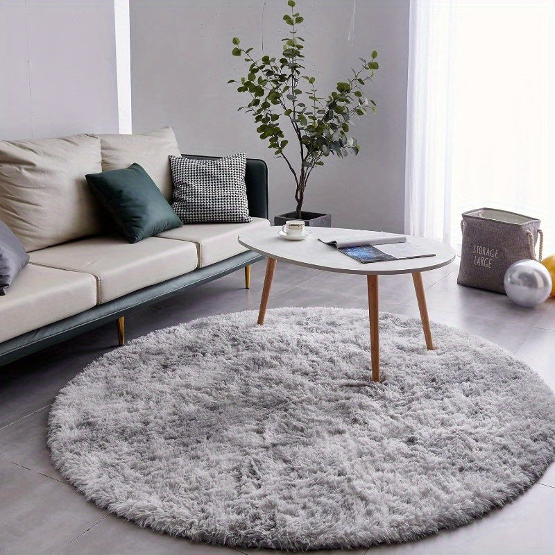 Tapis rond gris clair tie-dye Ø 180 cm, machine autorisée
