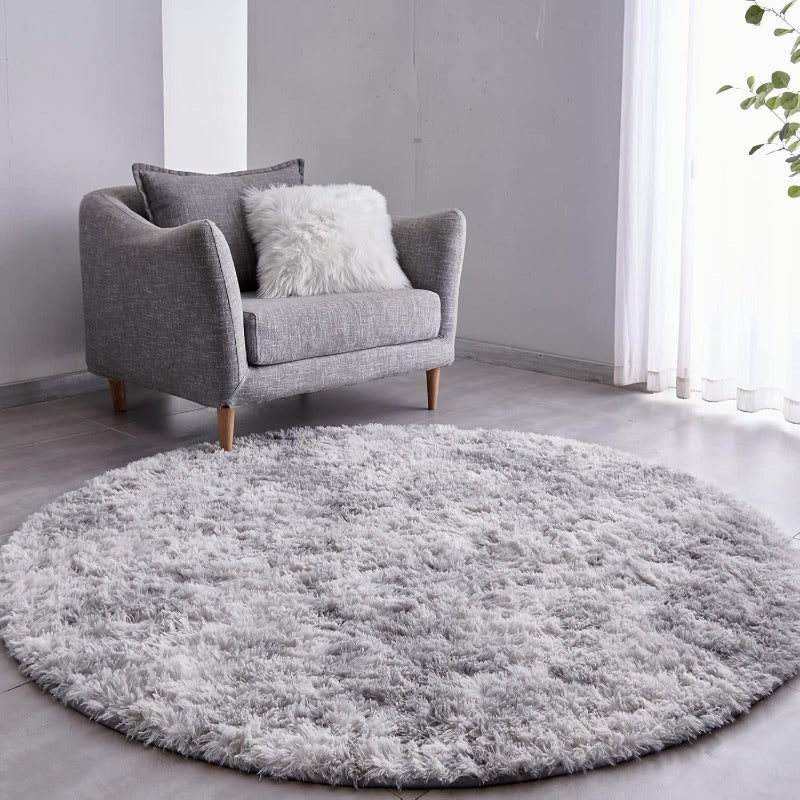 Tapis rond gris clair tie-dye Ø 180 cm, machine autorisée