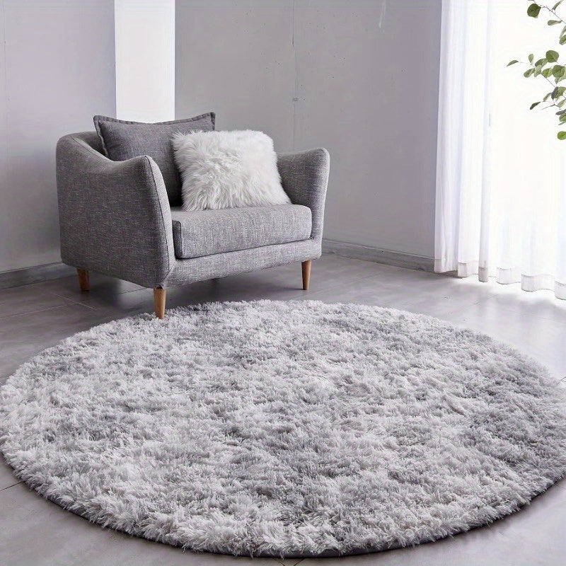 Tapis rond gris clair tie-dye Ø 180 cm, machine autorisée
