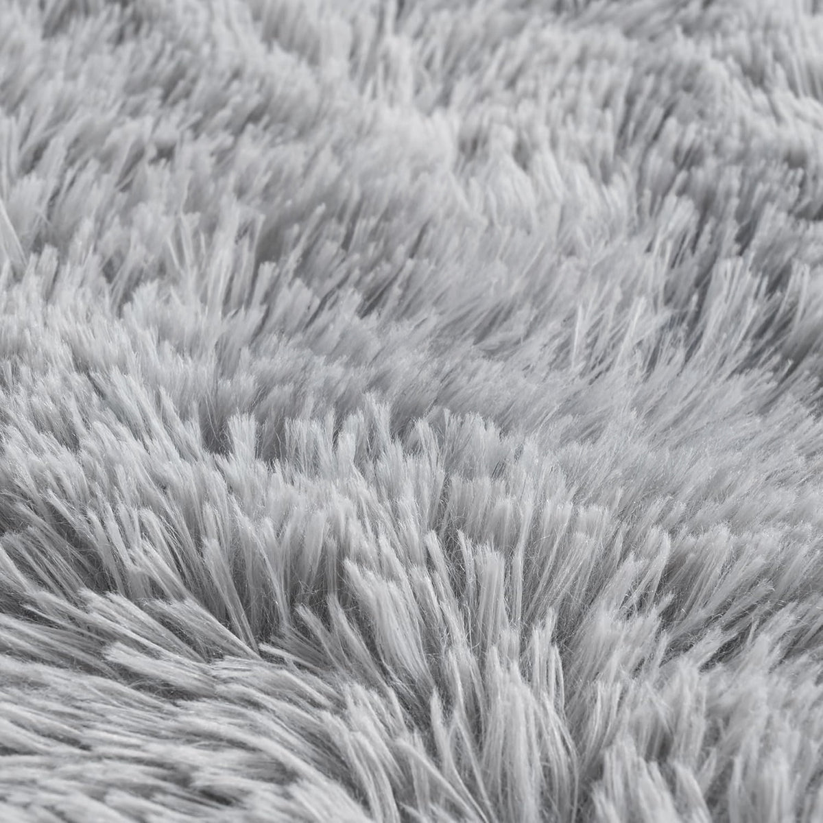 Tapis rond shaggy gris tie-dye, poils longs, 4 diamètres