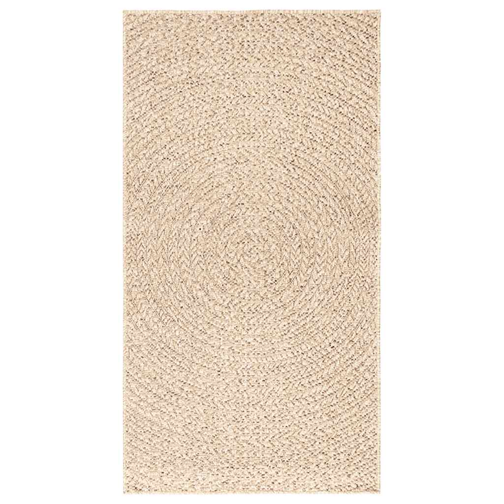Tapis rond tissé effet corde, crème ou marron, extérieur