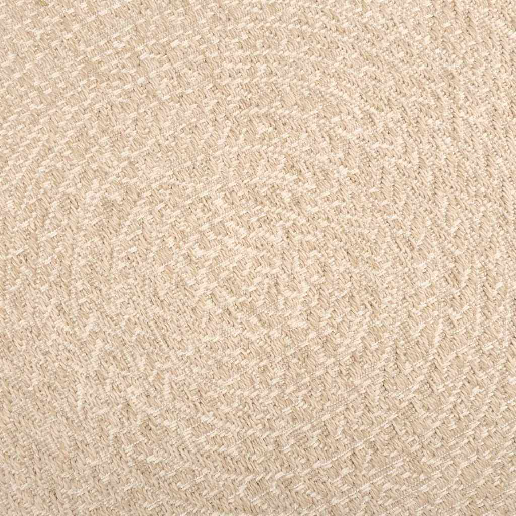 Tapis rond tissé effet corde, crème ou marron, extérieur