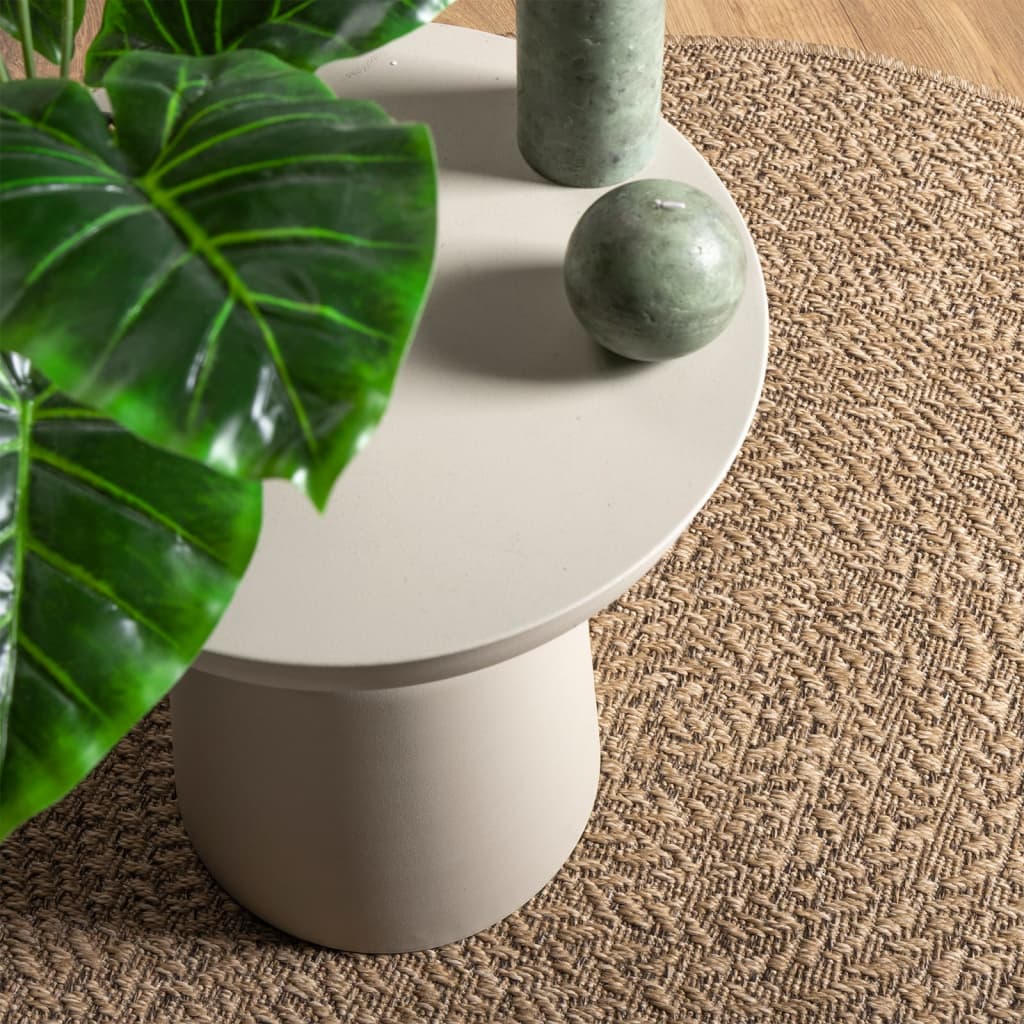 Tapis rond tissé effet corde, crème ou marron, extérieur